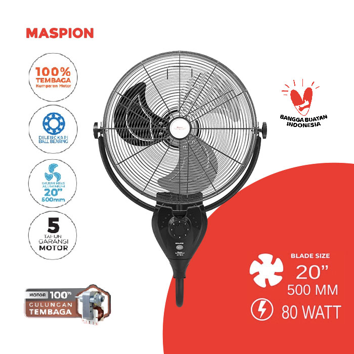 Maspion Kipas Angin Dinding Power Wall Fan 20 Inch - PW501 W